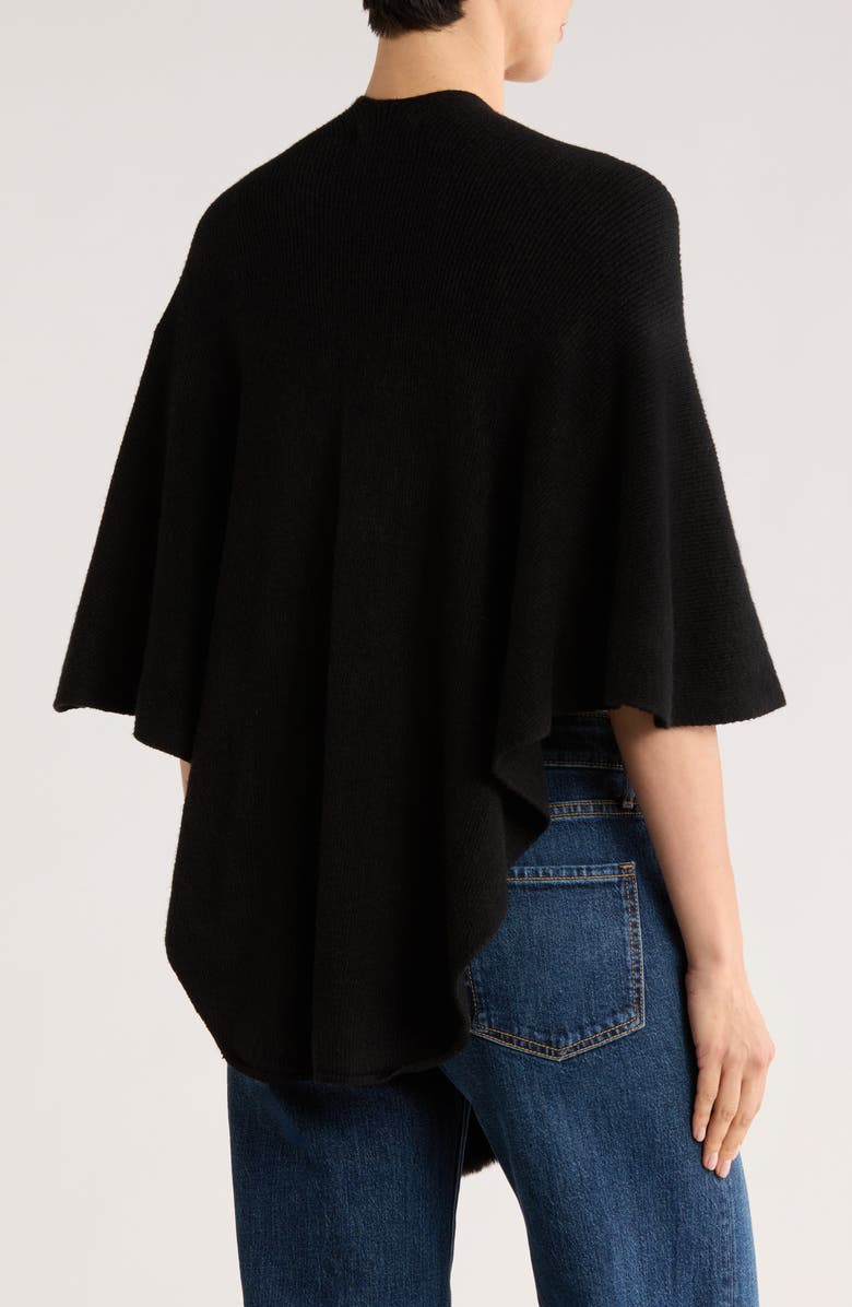 PATRIZIA LUCA Faux Fur Trim Sweater Wrap, Alternate, color, Black