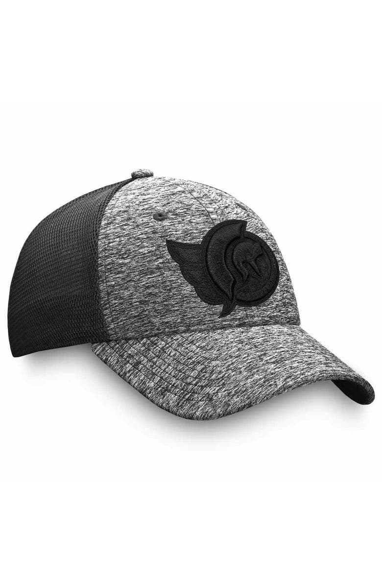FANATICS Men's Fanatics Heathered Black/Black Ottawa Senators Authentic Pro Training & Travel Trucker Flex Hat, Alternate, color, 