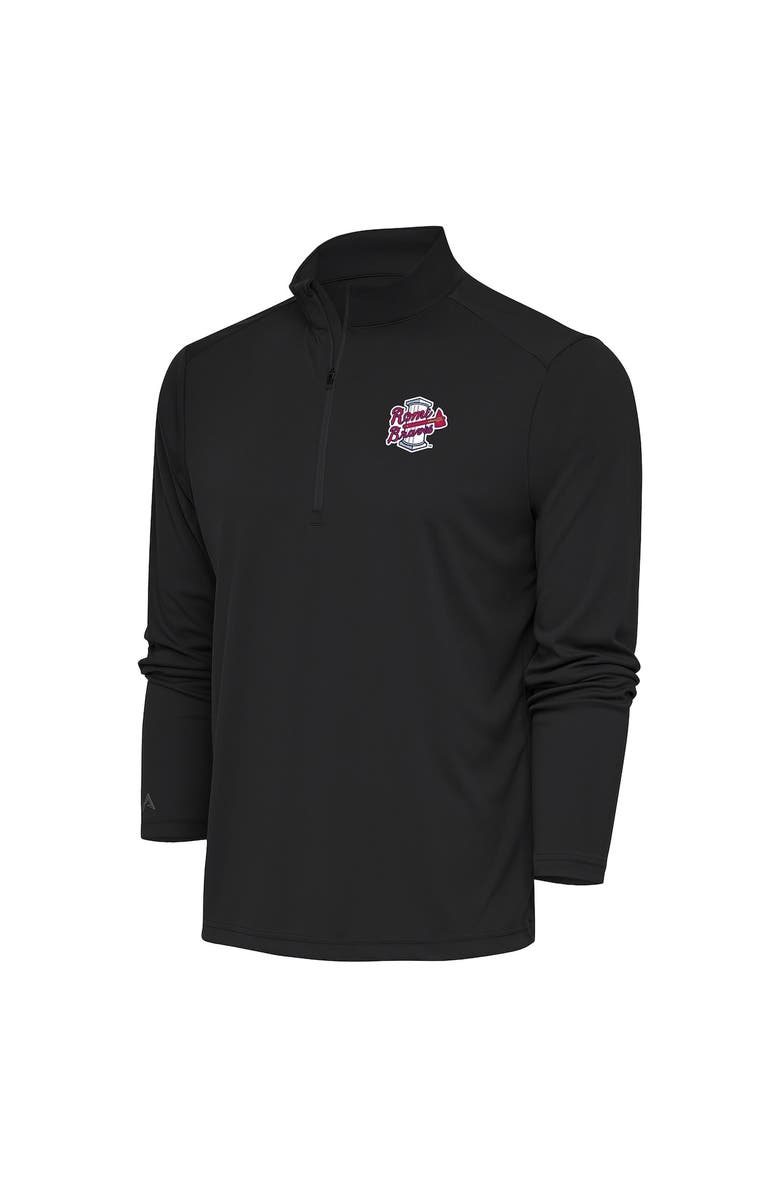 ANTIGUA Men's Antigua Charcoal Rome Braves Tribute Quarter-Zip Pullover Top, Alternate, color,