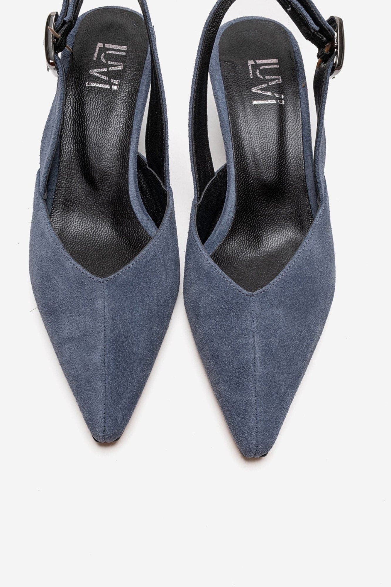 Dioris Leather Slingback Kitten Heel Pump, Alternate, color, Denim Suede