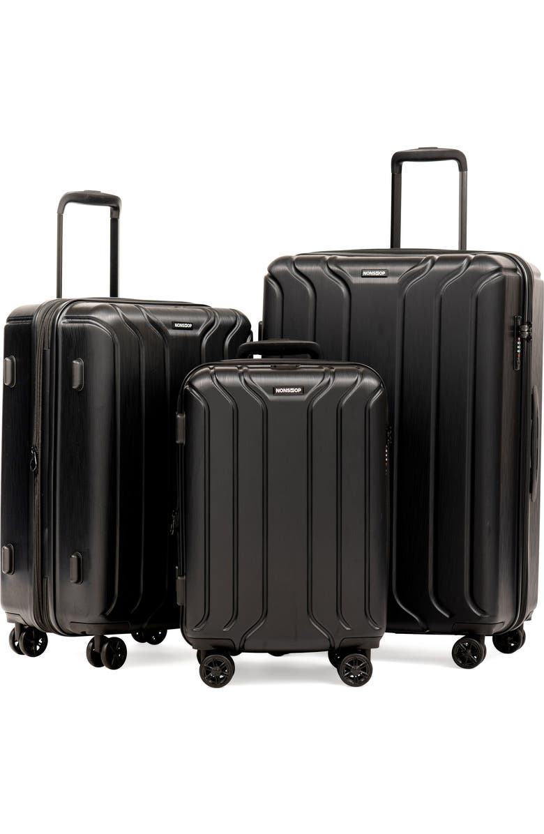 NONSTOP New York 3 Piece Set (20" 24" 28") 4-Wheel Luggage Set + 3 packing cubes, Alternate, color, Black