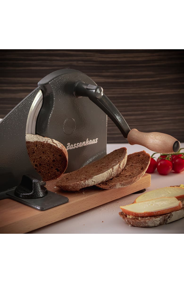 ZASSENHAUS Manual Bread Slicer, Hand Crank Home Bread Slicer, 11.75" x 8", Alternate, color, Gray