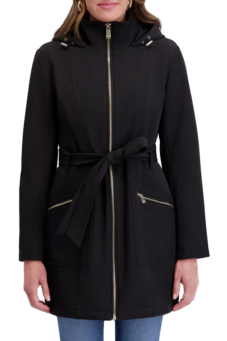 Hooded Softshell Jacket, Main, color, BLACK