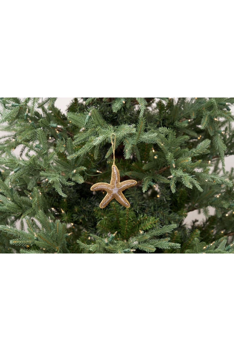 Sea Star Beaded Christmas Tree Ornament, Alternate, color, Gold