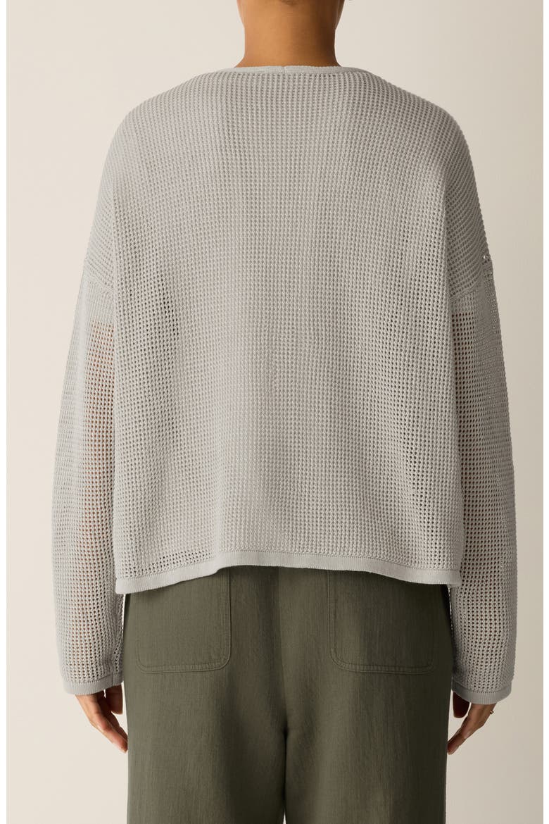 V-Neck Open Knit Sweater, Alternate, color, CHALK