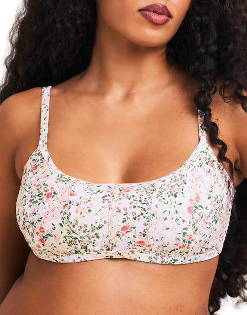 Adore Me Valcea Swimwear Bikini Top In Floral White