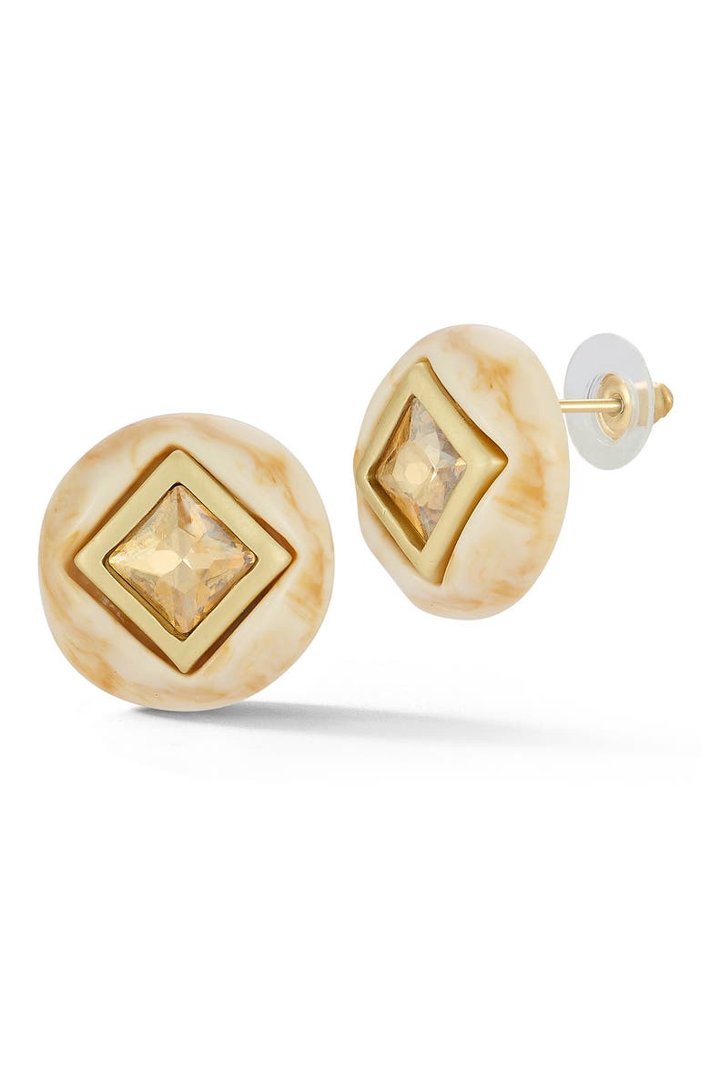 Cubic Zirconia Statement Stud Earrings, Main, color, GOLD/TAN