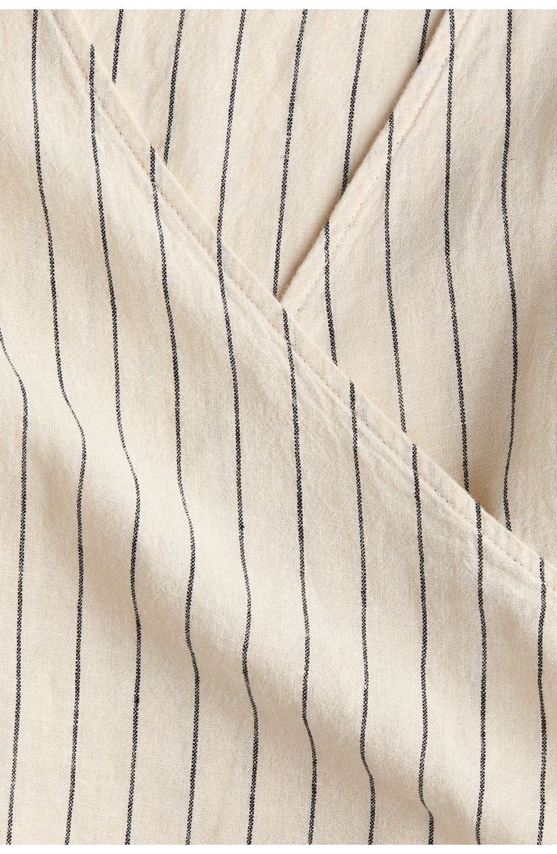 H&M Linen-blend Wrap Top, Alternate, color, Light Beige/Striped