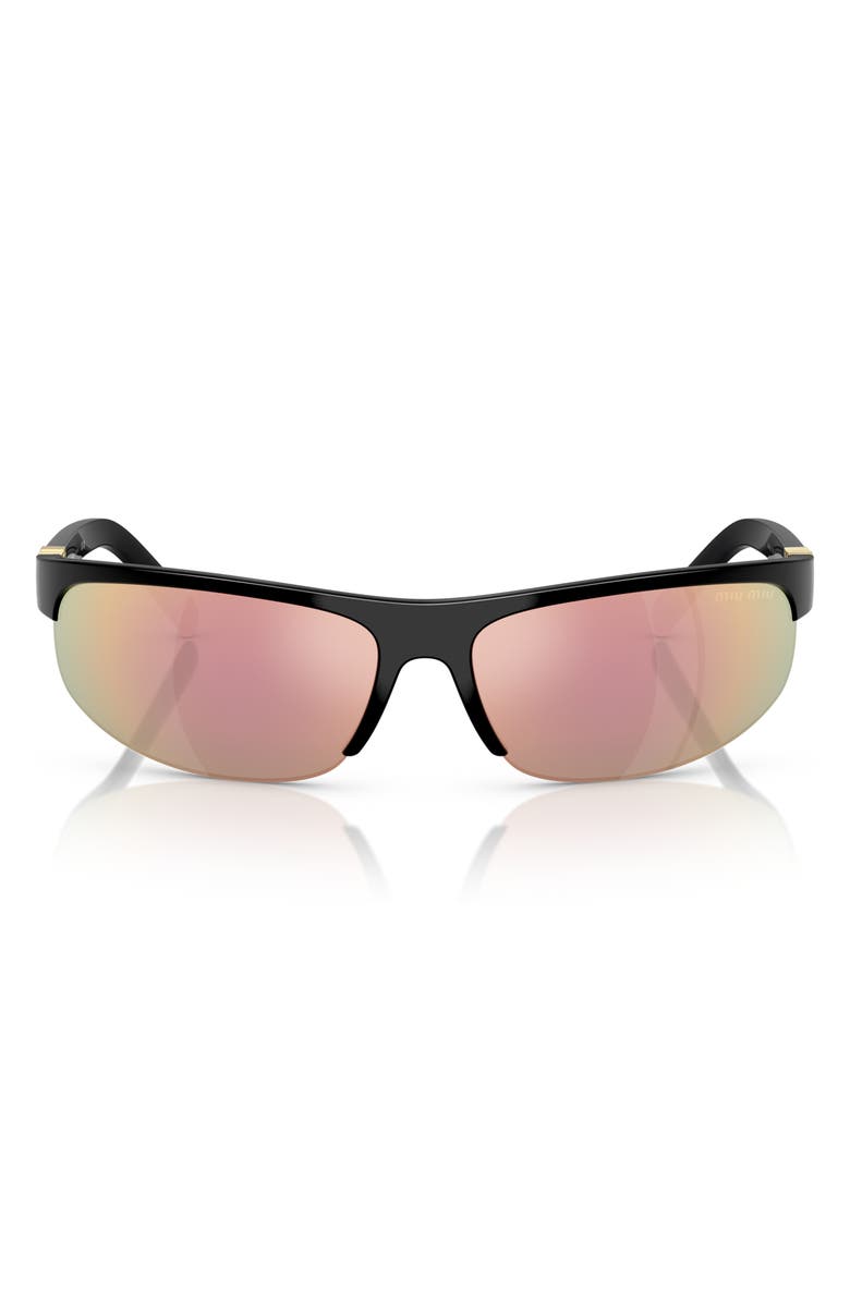Miu Miu 70mm Oversize Oval Semirimless Sunglasses, Alternate, color, Black