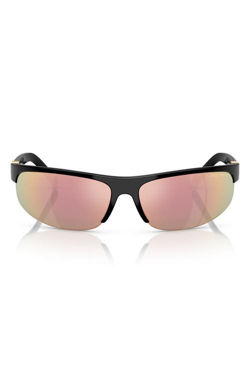 Miu Miu 70mm Oversize Oval Semirimless Sunglasses In Black