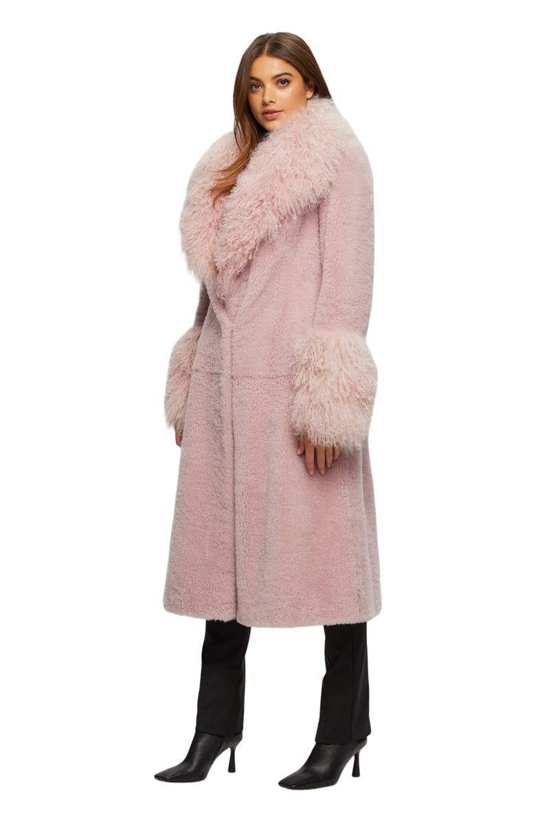 GORSKI Genuine Shearling Short Coat, Alternate, color, Pink