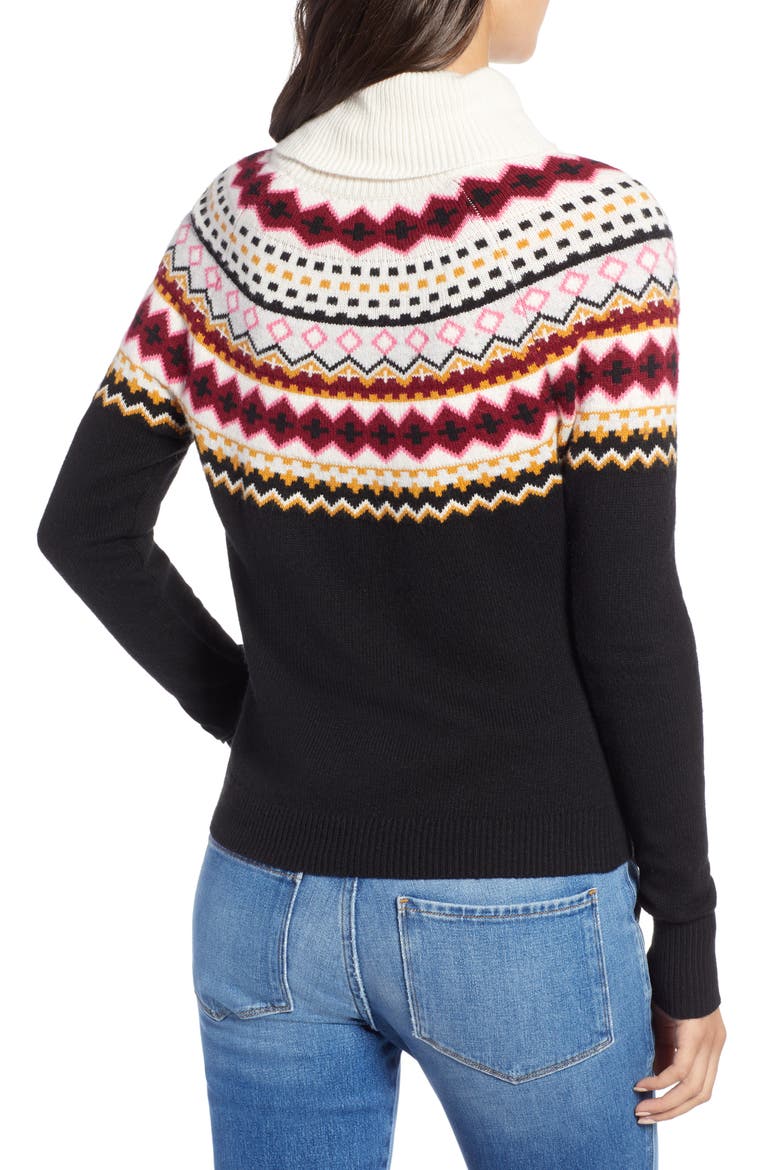 Fair Isle Turtleneck Sweater, Alternate, color, BLACK MULTI ESTATE FAIRISLE