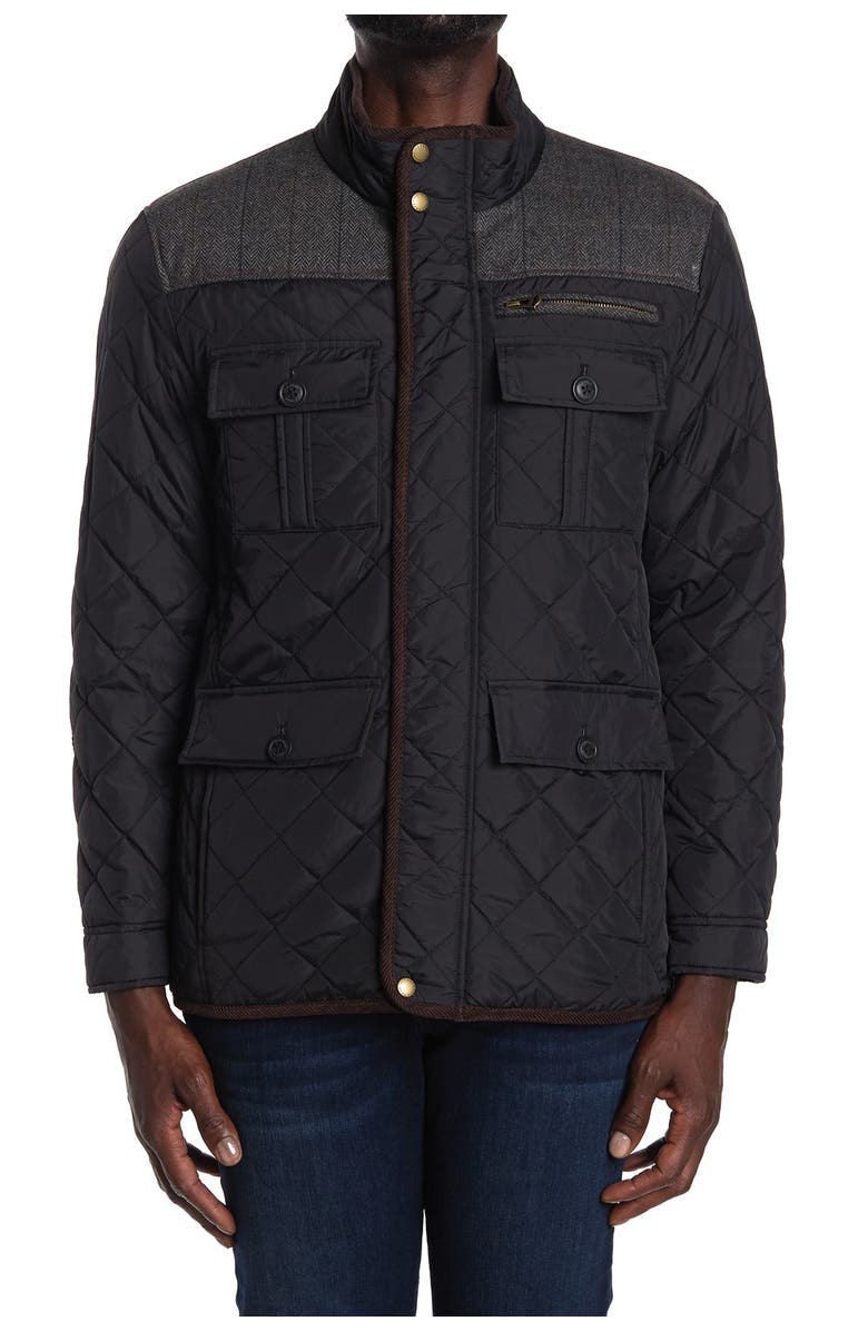 Cole Haan Quilted Utility Pocket Jacket, Alternate, color, Black