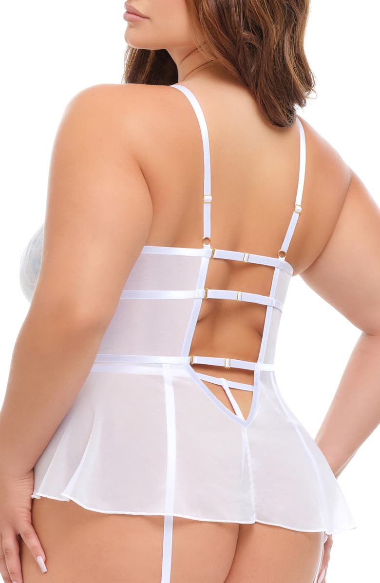 Oh La La Cheri Elena Underwire Bustier & Thong Set, Alternate, color, Cheri Blossom/ Bright White