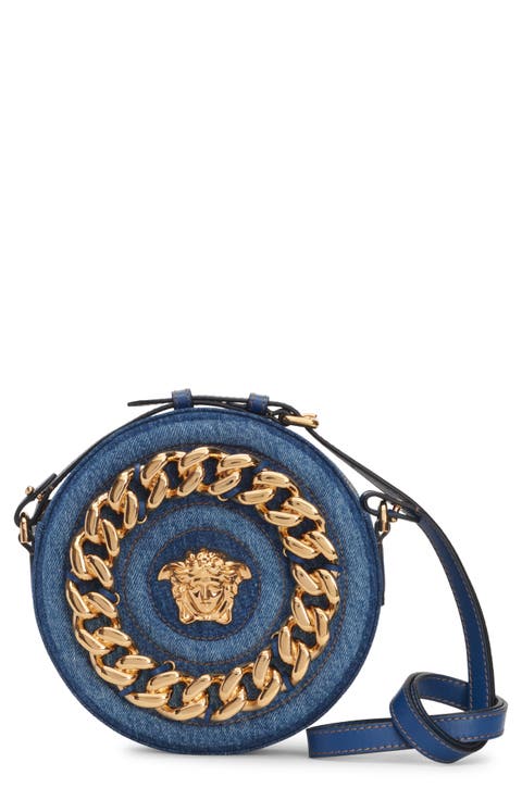 La Medusa Chain Round Denim Crossbody Camera Bag