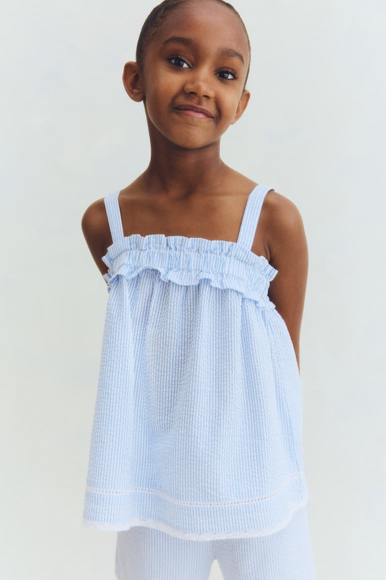 2-piece Cotton Seersucker Set, Alternate, color, Light blue/white striped