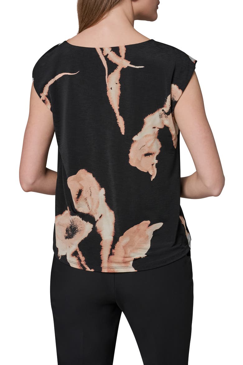 Floral Asymmetric Neck Top, Alternate, color, BLACK MULTI