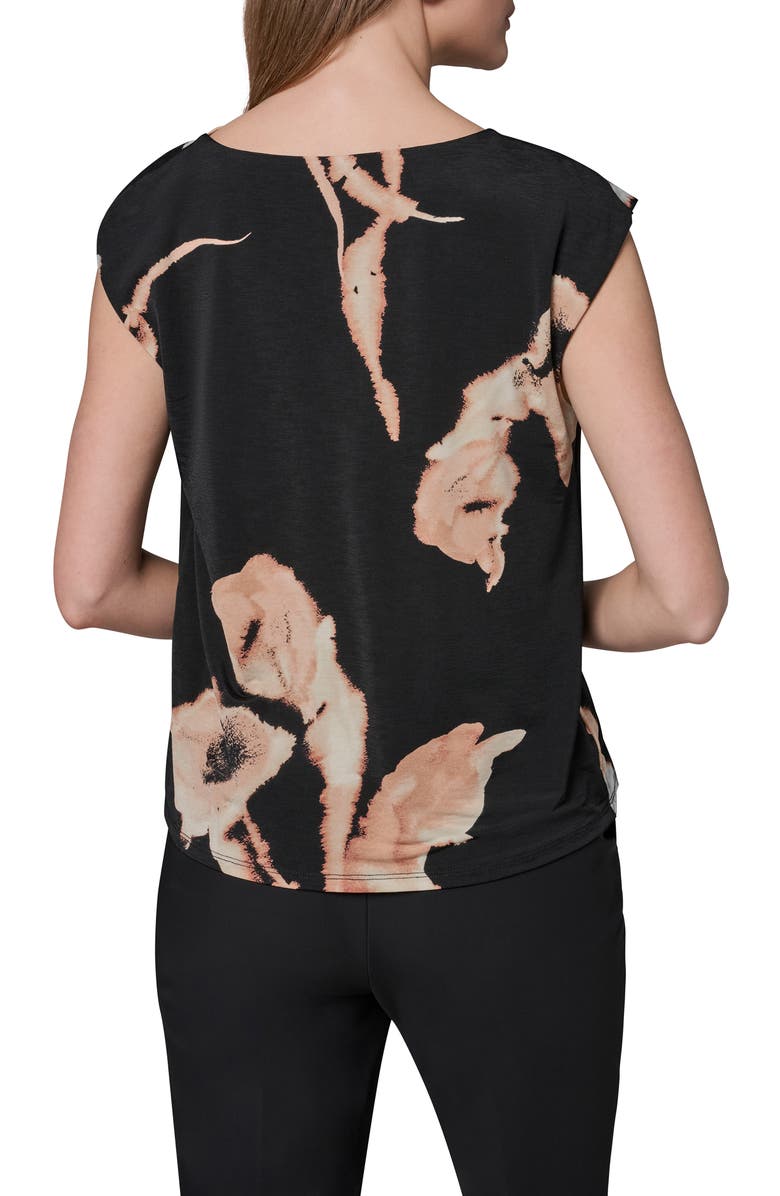 Donna Karan New York Floral Asymmetric Neck Top, Alternate, color, 
