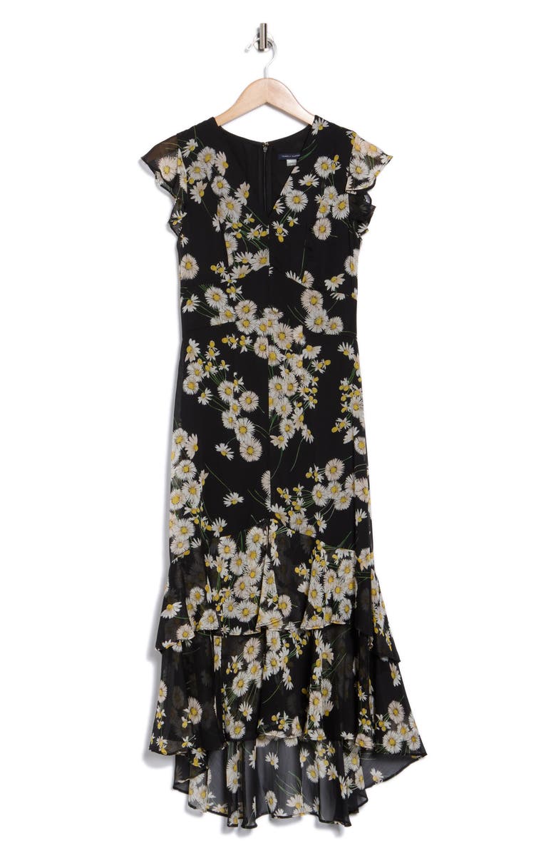 Tommy Hilfiger Floral Cap Sleeve Empire Waist Tiered Midi Dress, Alternate, color, 