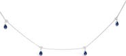Haus of Brilliance 10K White Gold Dangling Blue Sapphire and Diamond Station Necklace