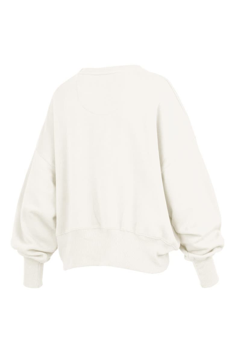 Women's Pressbox Cream Michigan Wolverines Oversized Chelsea Waist Length Pullover Sweatshirt, Alternate, color, Cream