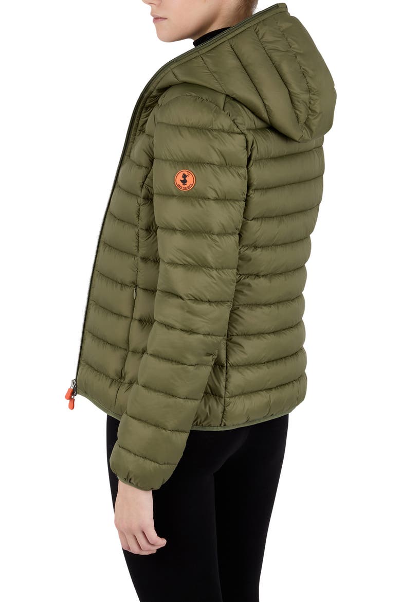 Demi Water Repellent Recycled Nylon Puffer Jacket, Alternate, color, DUSTY OLIVE GLEN TARTAN BEIGE