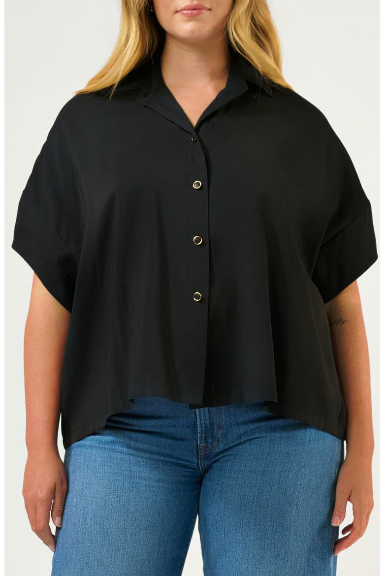 Lela Relaxed Fit Button-Up Shirt, Main, color, BLACK