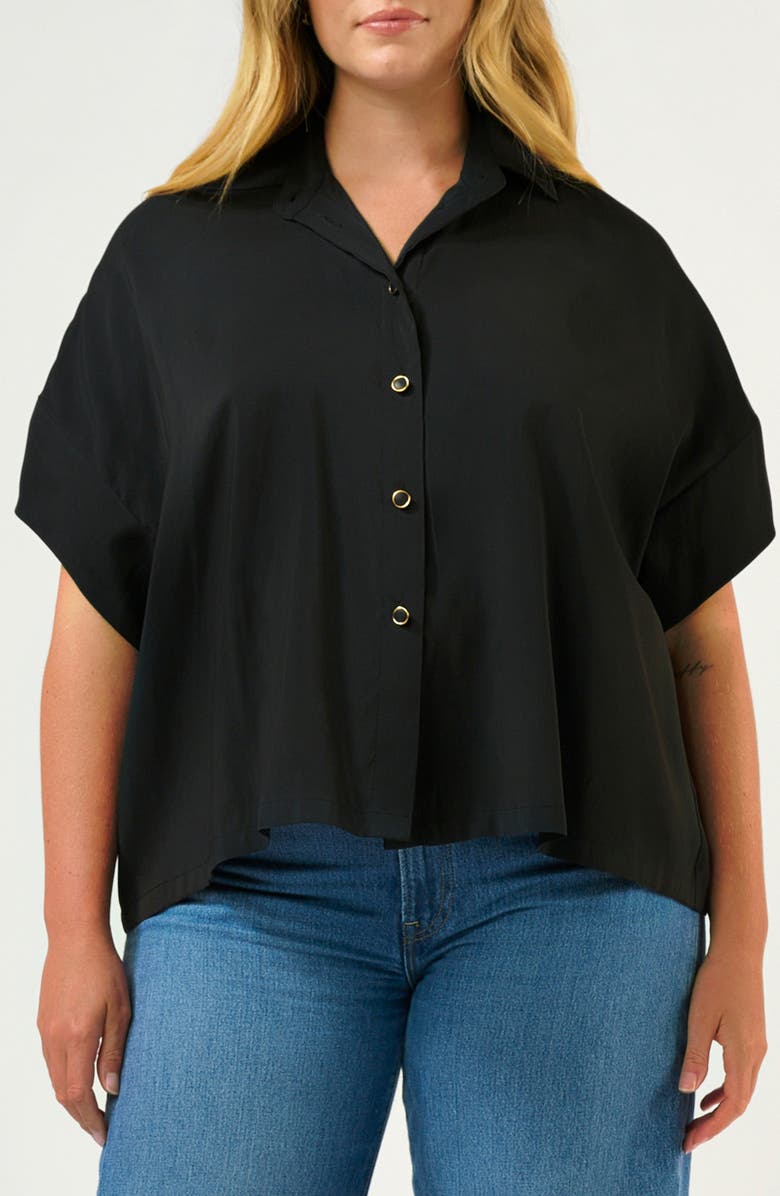 Estelle Lela Relaxed Fit Button-Up Shirt, Main, color, Black