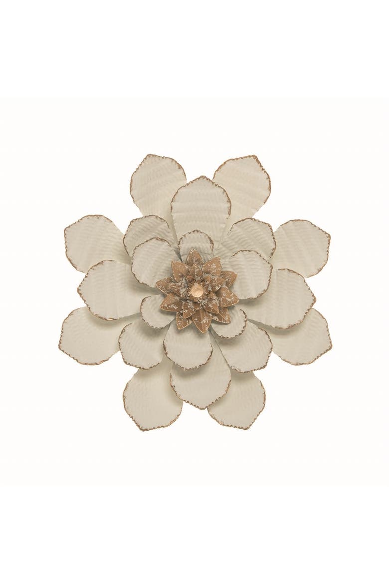 8.75 x 8.75 inch White Metal Layered Flower Wall Décor, Main, color, White