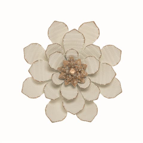 8.75 x 8.75 inch White Metal Layered Flower Wall Décor