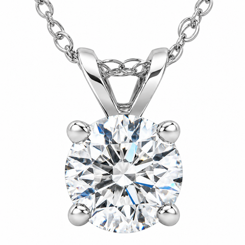 Certified 2 1/4ct Lab Grown Diamond Solitaire Pendant Gold Necklace
