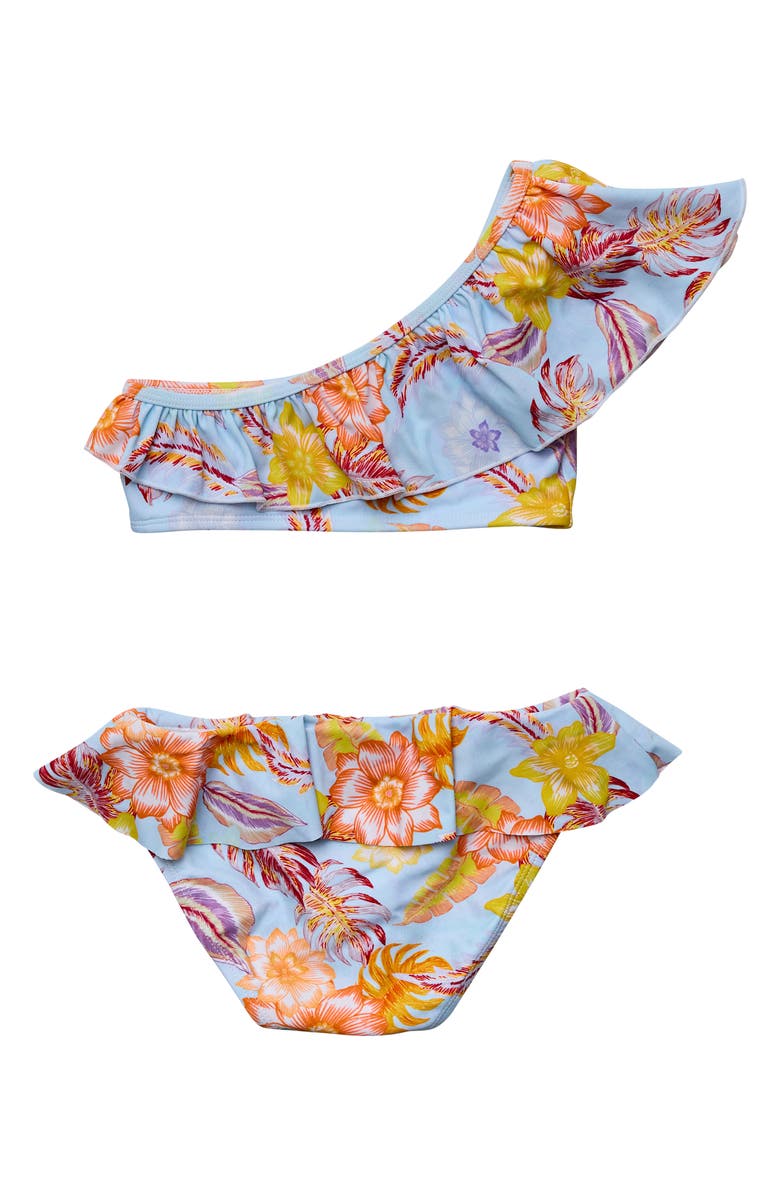 Snapper Rock Kids' Tropical Frill One-Shoulder Two-Piece Swimsuit, Alternate, color,