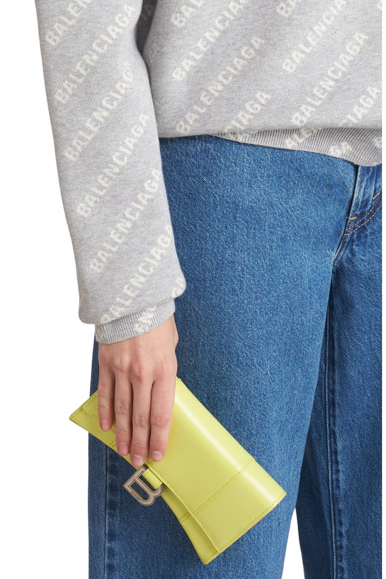 Hourglass Leather Wallet on a Chain, Alternate, color, LIME