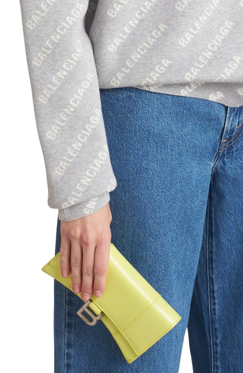 Balenciaga Hourglass Leather Wallet on a Chain, Alternate, color, 