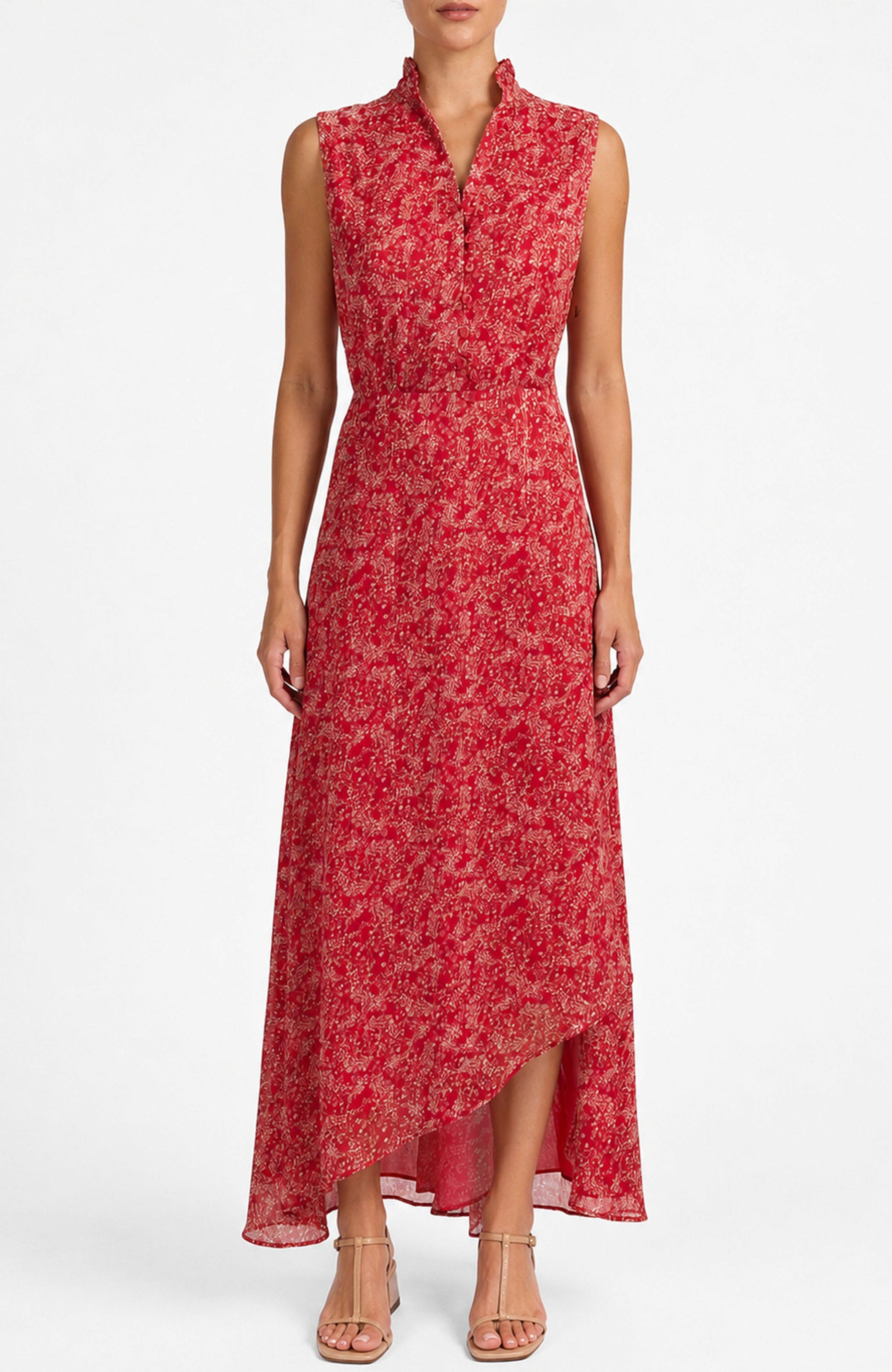 Carson Sleeveless Hi-Lo Midi Dress in Printed Georgette - image 2