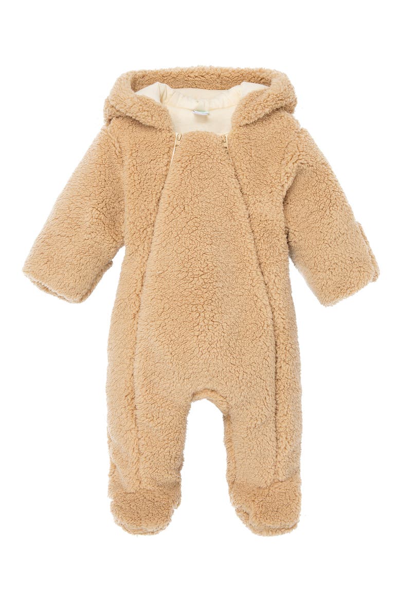 Kids' Faux Shearling Bear Pramsuit, Main, color, TAN