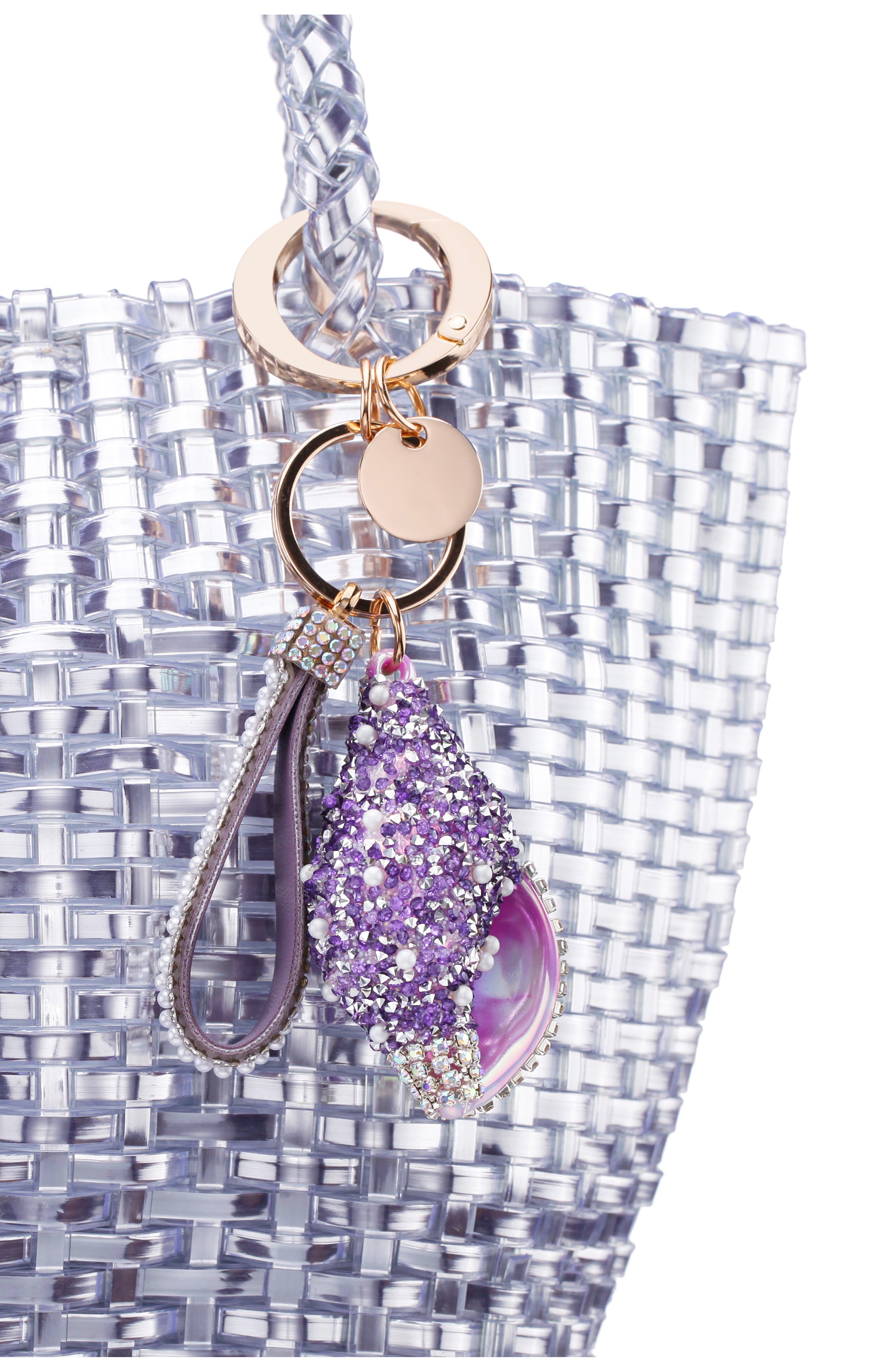 Nina Conch Shell Bag Charm, Alternate, color, Lilac