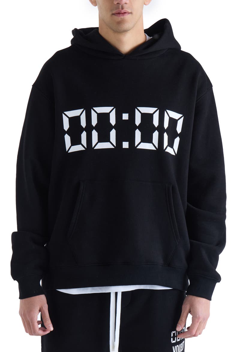 Us Against Time Pullover Hoodie, Main, color, BLACK