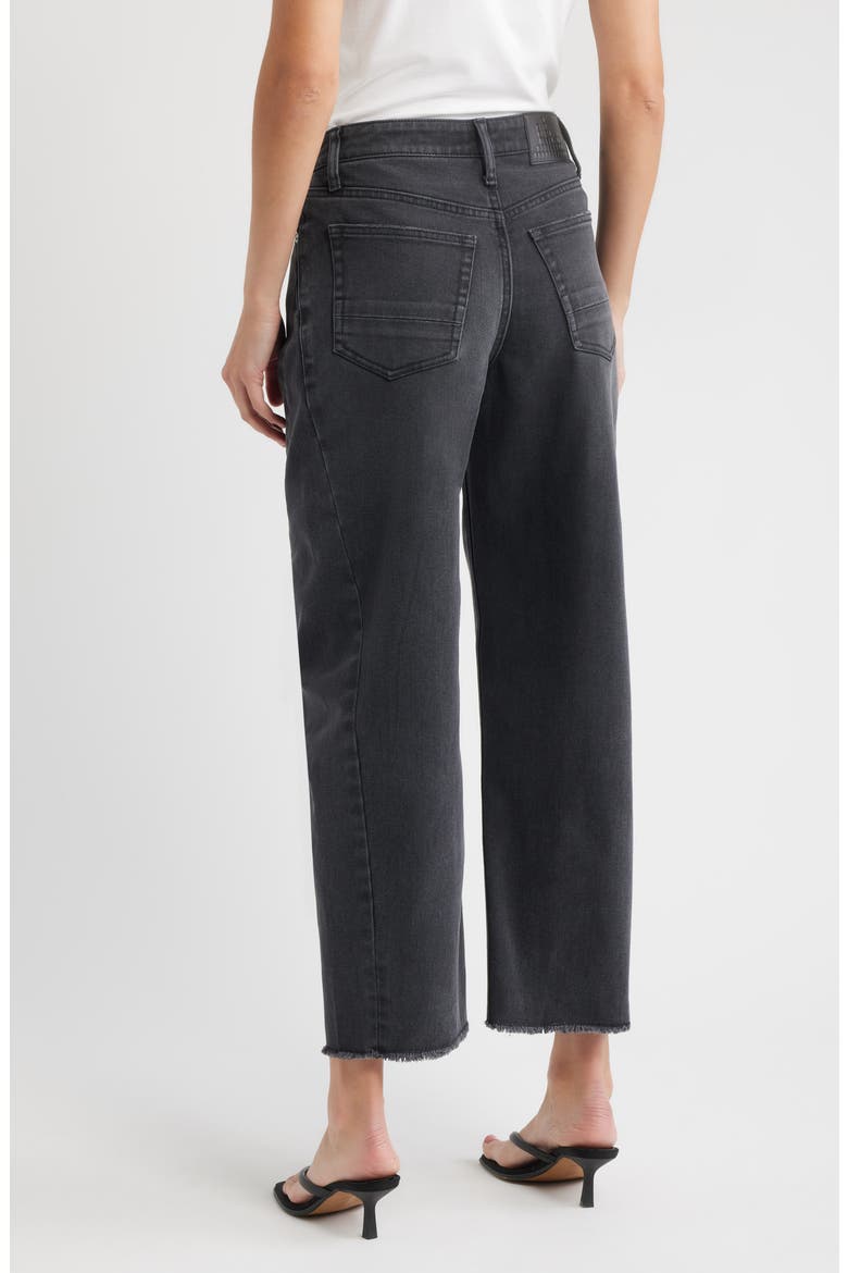 Frayed High Waist Ankle Barrel Jeans, Alternate, color, DARK VINTAGE WASH