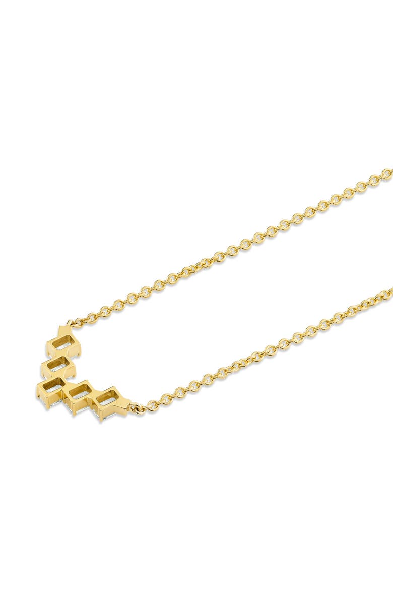 Mini Montage Emerald Cut Diamond Chevron Necklace, Alternate, color, 18K Yellow Gold