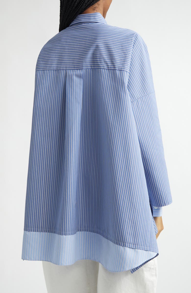 Sacai Mixed Stripe Oversize Poplin Button-Up Shirt, Alternate, color, Blue Stripe