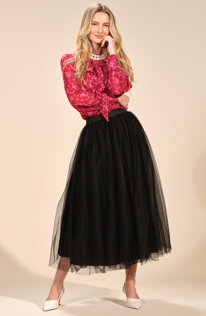 Isaac Mizrahi New York Tulle Maxi Skirt, Alternate, color, Black