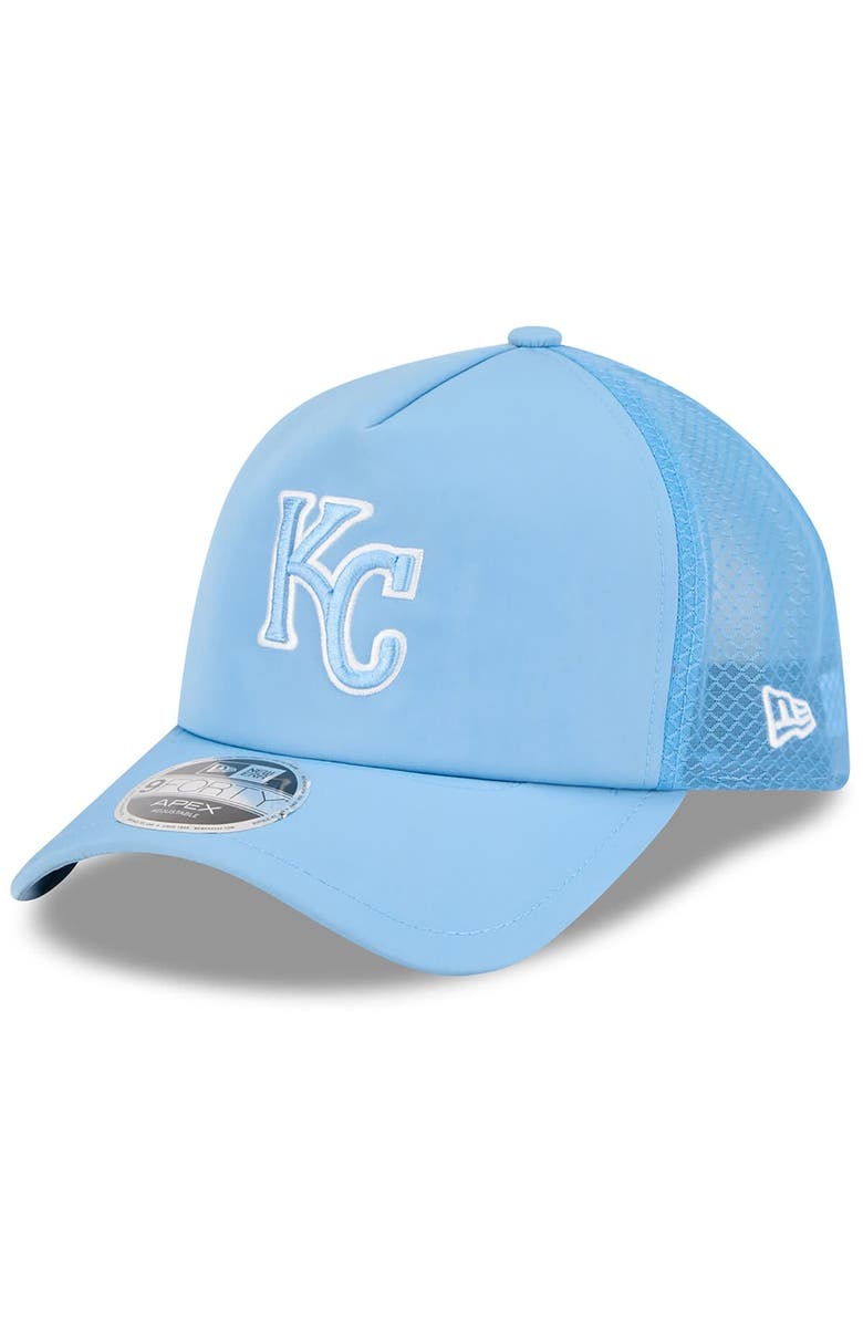 New Era Men's New Era Light Blue Kansas City Royals 2026 Batting Practice Apex 9FORTY Adjustable Trucker Hat, Main, color, Light Blue