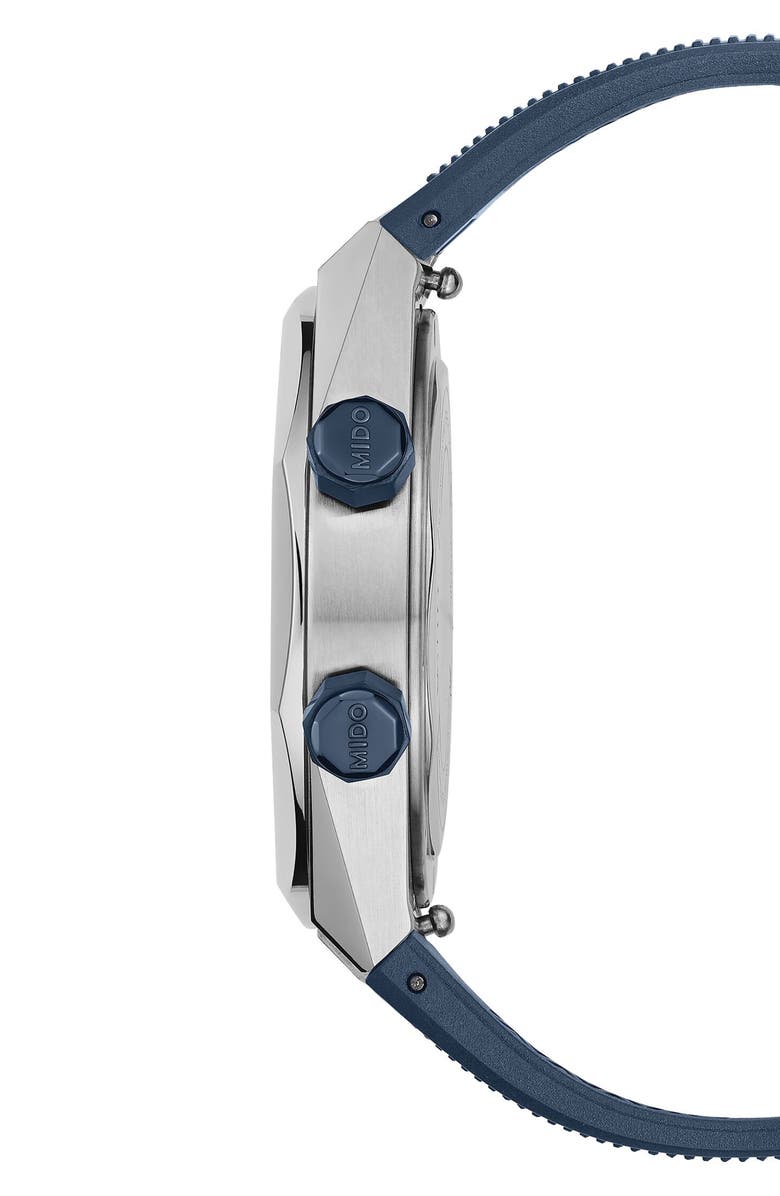 MIDO Multifort 8 Two Crowns Automatic Rubber Strap Watch, 40mm, Alternate, color, Blue