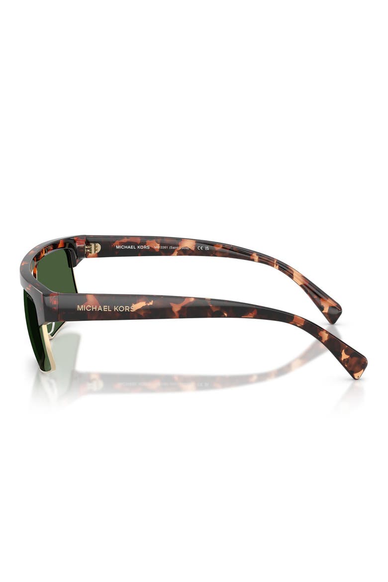 Saint Lucia 59mm Rectangular Sunglasses, Alternate, color, DARK TORTOISE / GREEN