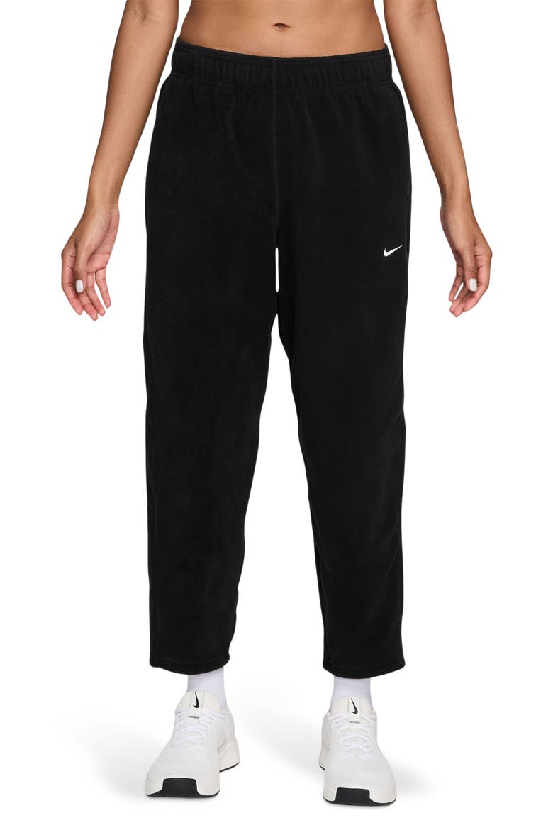 One Therma-FIT Mid Rise Fleece Pants, Main, color, BLACK/ WHITE