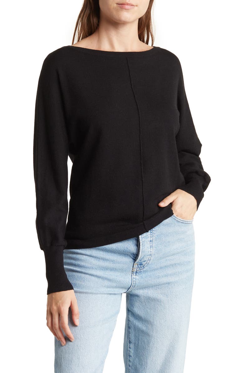 Bobeau Rib Boat Neck Sweater, Main, color, 