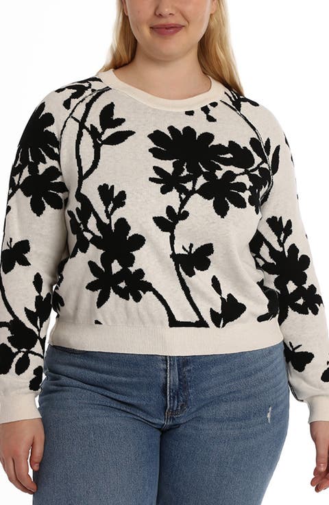 Floral Cotton & Cashmere Crewneck Sweater (Plus)