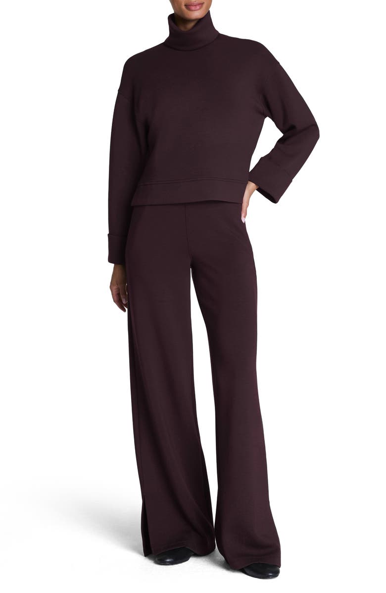 SPANX<sup>®</sup> Cuffed Sleeve Crop Turtleneck Sweatshirt, Alternate, color, Truffle Brown