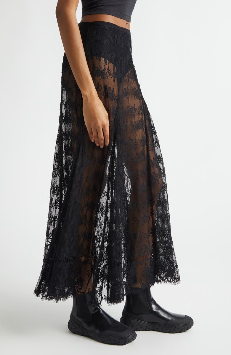 Collina Strada Pamela Sheer Lace Midi Skirt, Alternate, color, Black